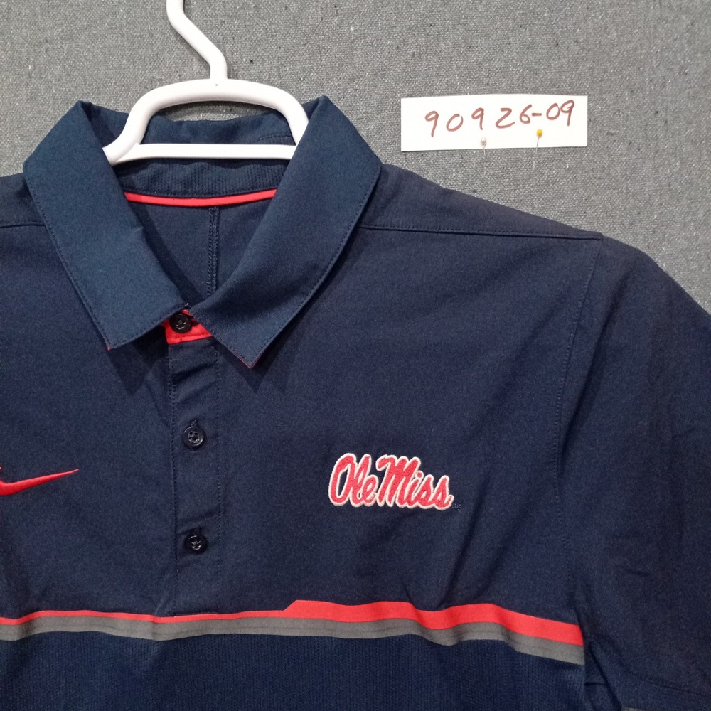 Nike Ole Miss Rebels Dri-FIT Polo Shirt Mens Small Navy Blue Short Sleeve Logo